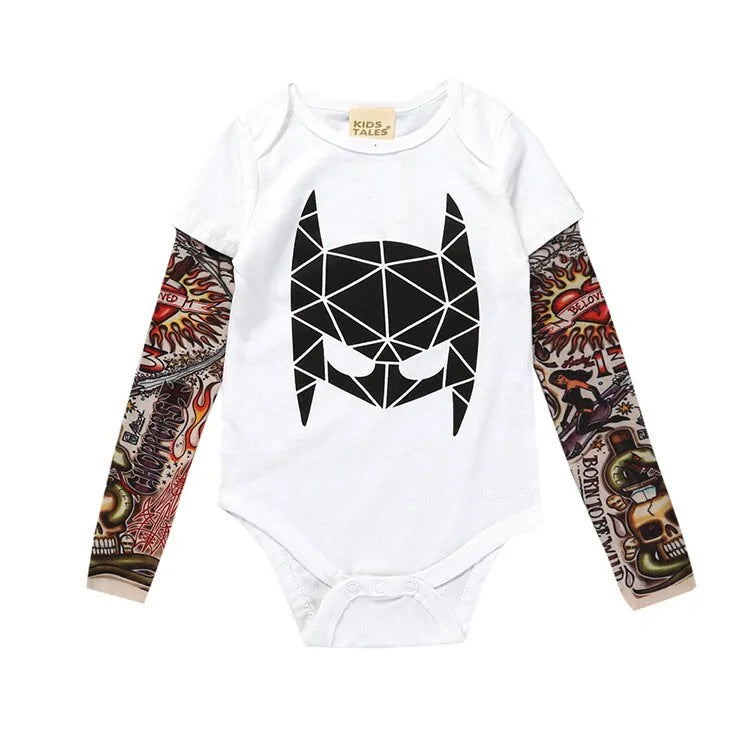 Baby Boys Romper Long Sleeve Tattoo Print