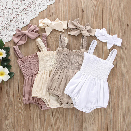 Infant Baby Girls Summer Elastic Jumpsuit Rompers